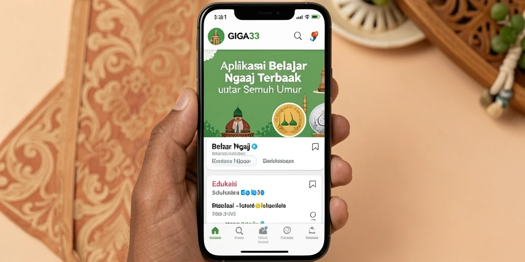 Antarmuka GIGA33 menampilkan fitur belajar ngaji yang user-friendly.