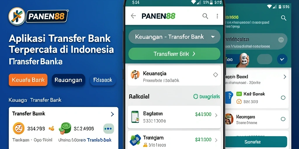 Tampilan antarmuka aplikasi Transfer Bank PANEN88 yang modern dan fungsional.