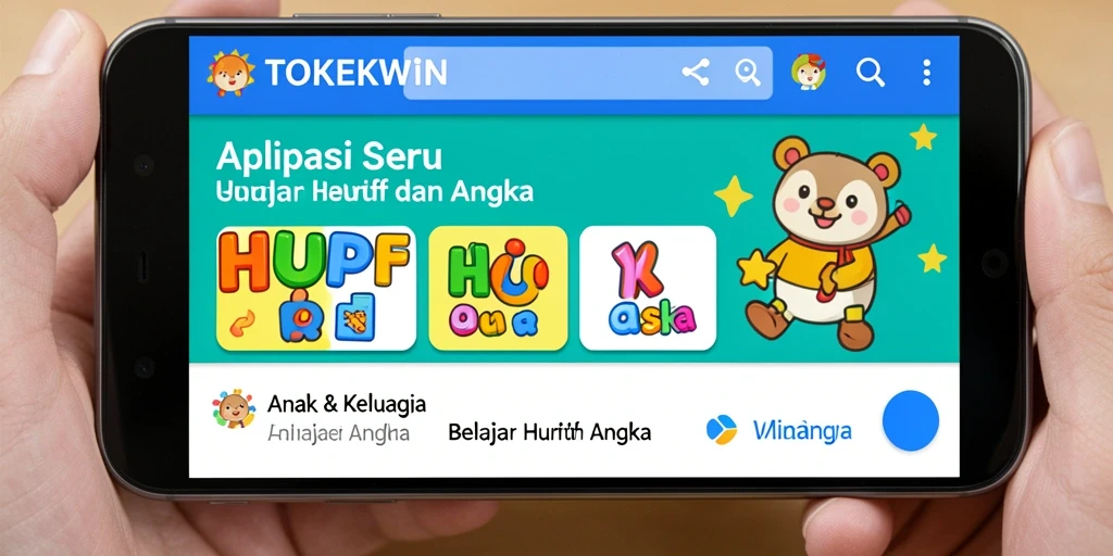 Tampilan antarmuka aplikasi yang menarik untuk belajar huruf dan angka.